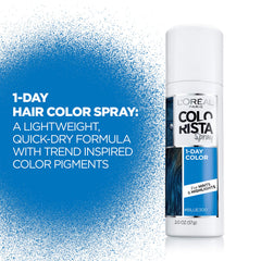L'Oreal Paris Colorista blue festival look with temporary color.