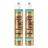 L'Oreal Paris Elnett Satin bottle shows micro diffusion for an even, quick-dry mist.