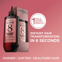 L’Oréal Paris Elvive Agua Lamellar, aplicación en longitudes, brillo suave y saludable.