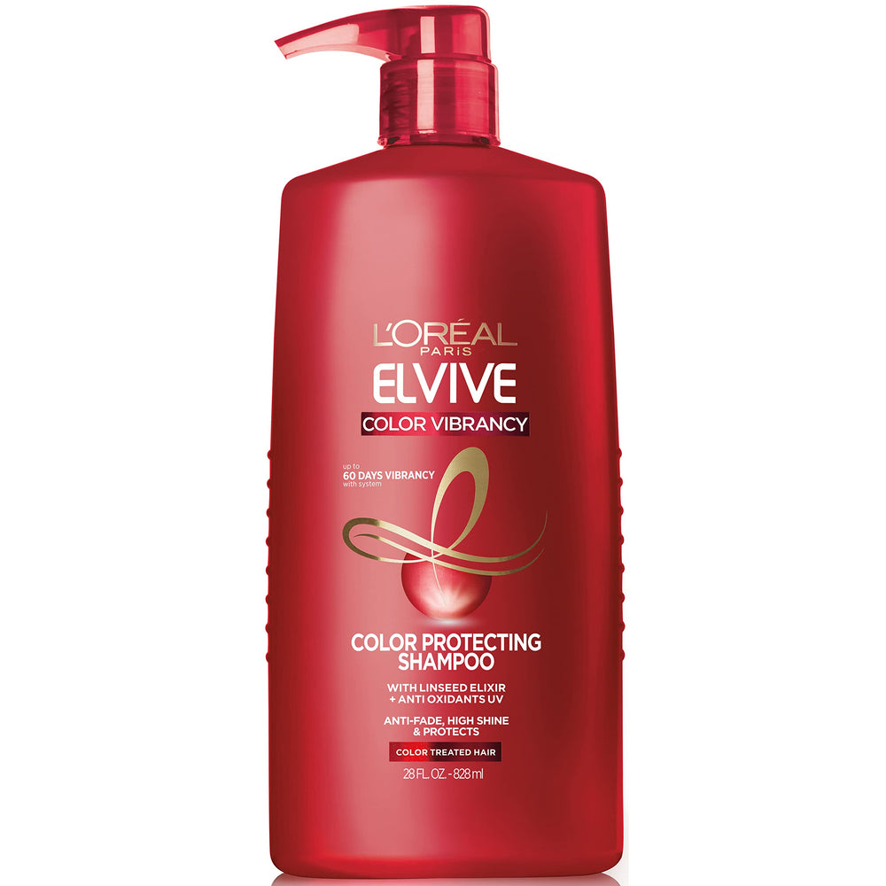 L'Oréal Paris Elvive Color Vibrancy, botella frontal, protege el color y da brillo.