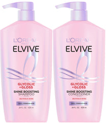 L'Oreal Paris Elvive Glycolic + Gloss shampoo bottle for instant high shine.