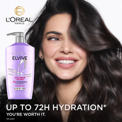 Elvive Hyaluron Plump Wonder Water, envase, hidratación rápida para cabello ligero.