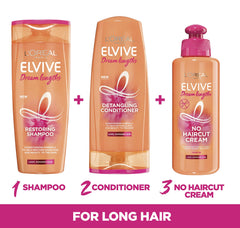 Aplicación de Mascarilla Elvive en cabello mojado para hidratación y suavidad