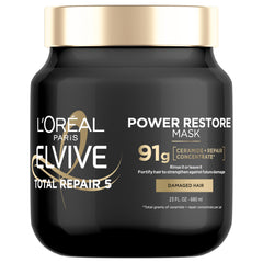 L'Oréal Paris Elvive TR5 Power Restore, bote frontal, fortalece la fibra capilar para el día.