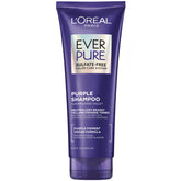 L'Oreal Paris EverPure Brass Toning Purple Shampoo bottle neutralizes brass for cooler blonde tones.