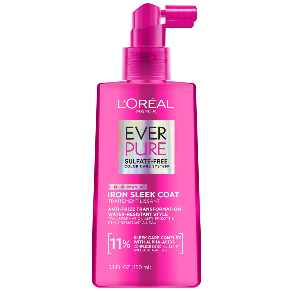 L'Oreal Paris EverPure Iron Sleek Coat, aplicación uniforme para suavidad duradera.