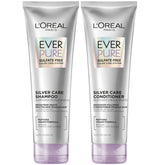L’Oréal Paris EverPure Silver Care shampoo bottle highlighting a sulfate-free formula for bright gray hair