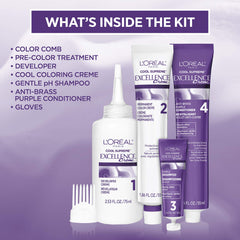 L'Oreal Paris Purple Anti-Brass conditioner neutralizes warm tones for lasting coolness