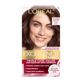 L'Oreal Paris Excellence Crème color-cream in 5AR Medium Maple Brown delivers even gray coverage.