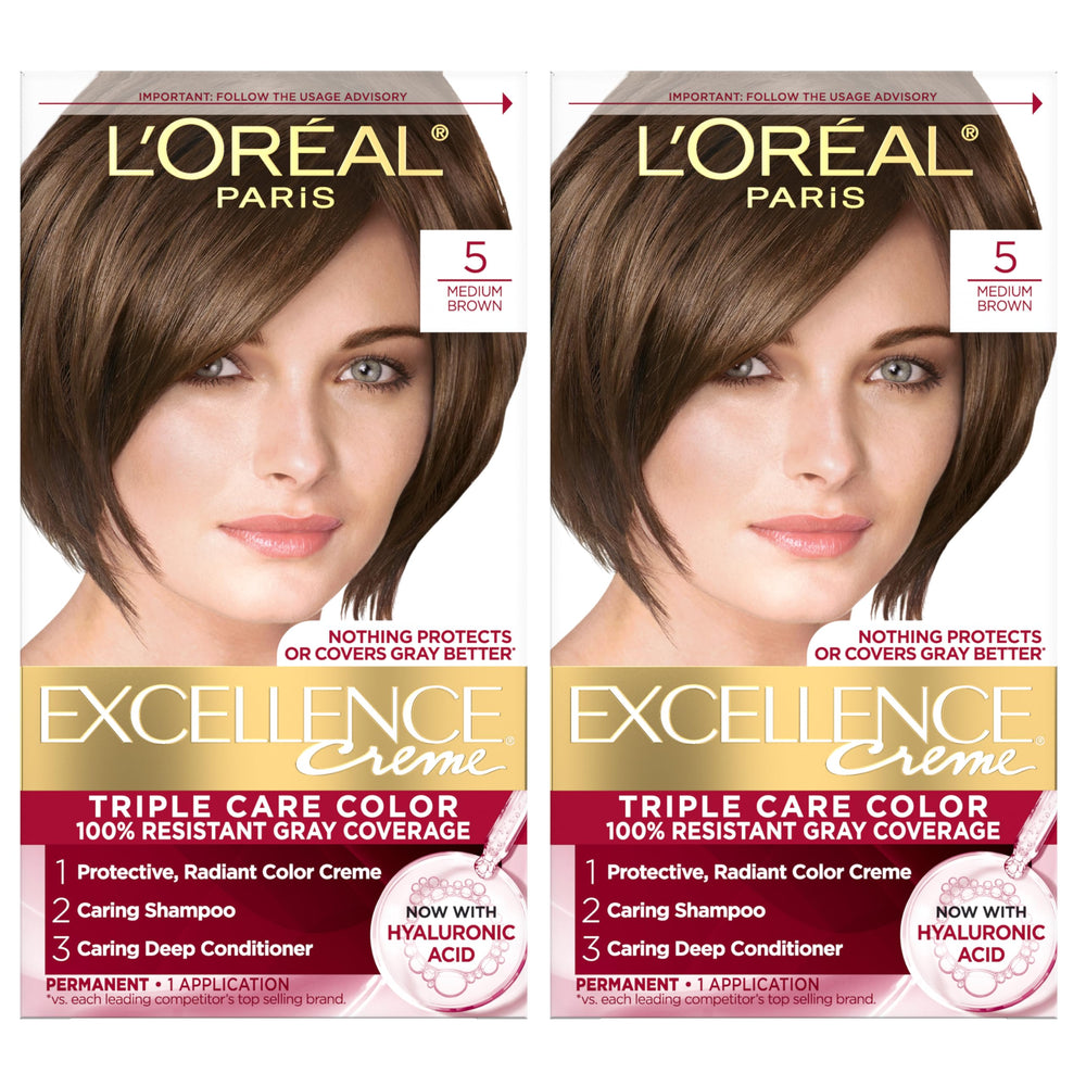 L'Oreal Paris Excellence Crème 2-pack packaging for convenient home coloring