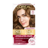 L'Oreal Paris Excellence Crème packaging shows the triple care system for gray coverage