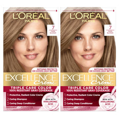 L'Oreal Paris Excellence Crème packaging varies, offering a convenient at-home dye kit.