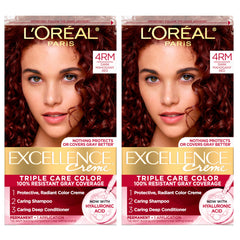 L'Oreal Paris Excellence Crème 4RM dark mahogany red gray coverage and rich color