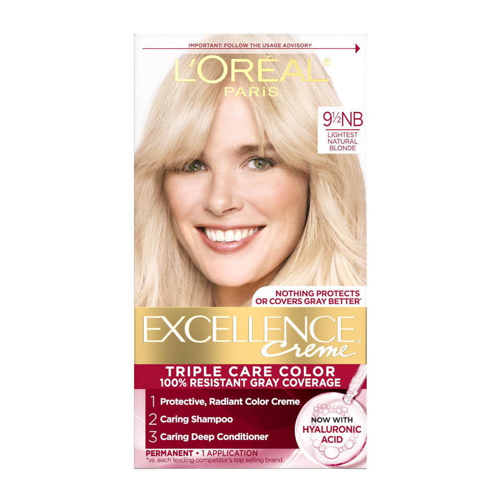 L'Oréal Paris Excellence Crème Protective Coloring Cream in use for even gray coverage.
