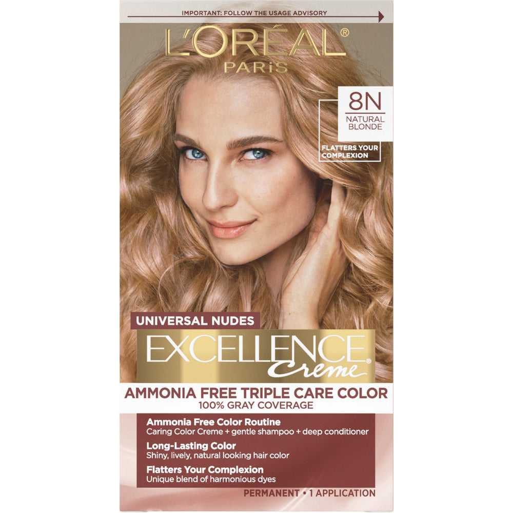 L'Oreal Paris Excellence Universal Nudes ammonia-free color bottle for gray coverage.