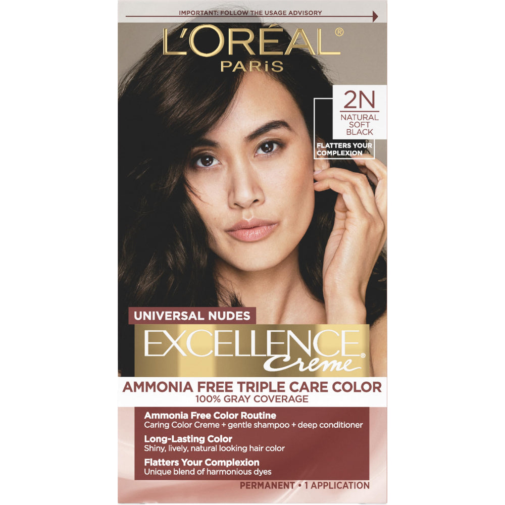 L’Oréal Paris Excellence Universal Nudes ammonia-free color cream for gray coverage.
