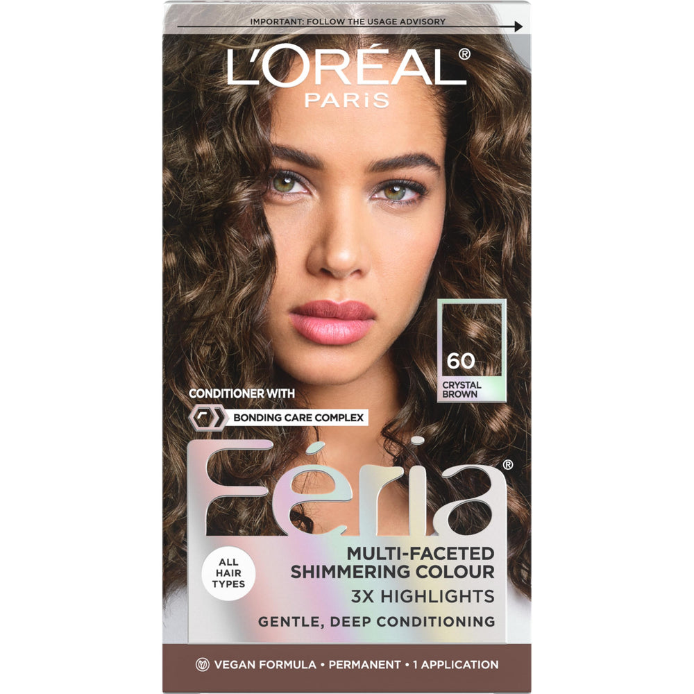 L'Oreal Paris Feria 60 Crystal Brown color swirl shows multidimensional shimmer.