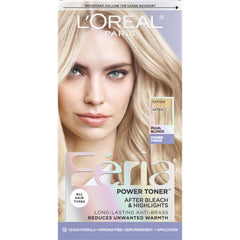L’Oréal Paris Feria anti-brass toner bottle cools blonde tones
