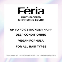 L'Oreal Paris Feria bonding care complex conditioner highlights week-after-week hair strength.