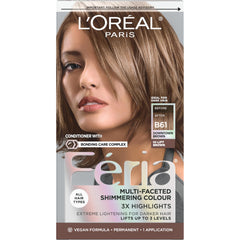 L'Oreal Paris Feria Downtown Brown swatch shows shimmering, multi-faceted color