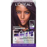 L'Oreal Paris Feria Midnight Violet color creme bottle showing rich, lasting shade