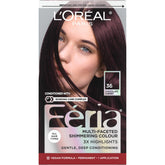 L'Oreal Paris Feria multi-faceted color bottle showcases shimmer for vibrant, head-turning shade.