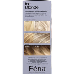 Pearlescent blonde hair shows soft shimmering cool tones with Feria toner
