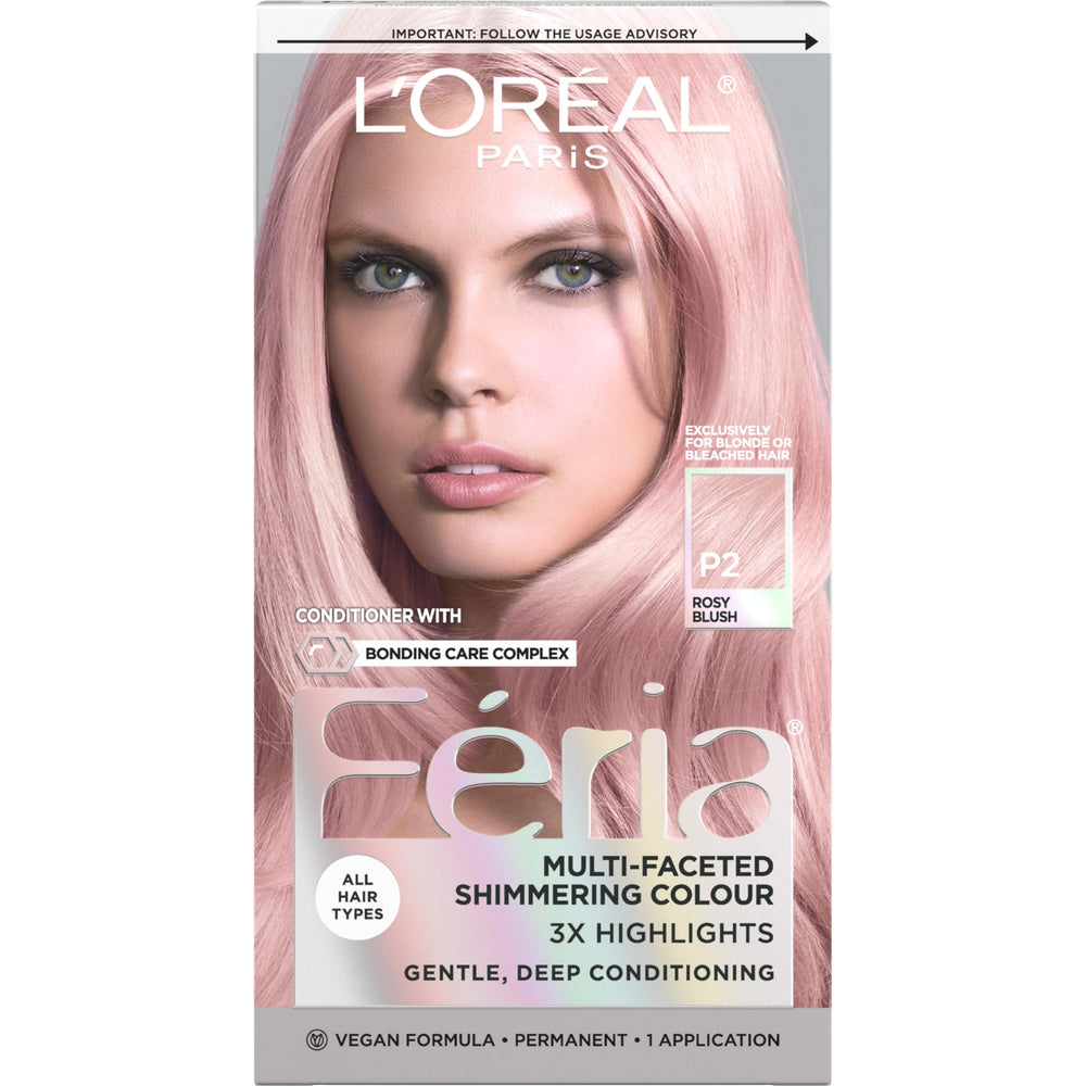 Loreal Paris Feria Rosy Blush Smokey Pink bottle swatch showing shimmering color payoff
