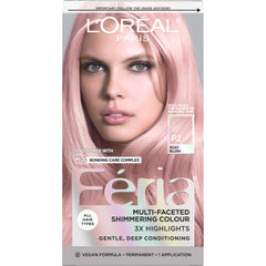 Loreal Paris Feria Rosy Blush Smokey Pink bottle swatch showing shimmering color payoff