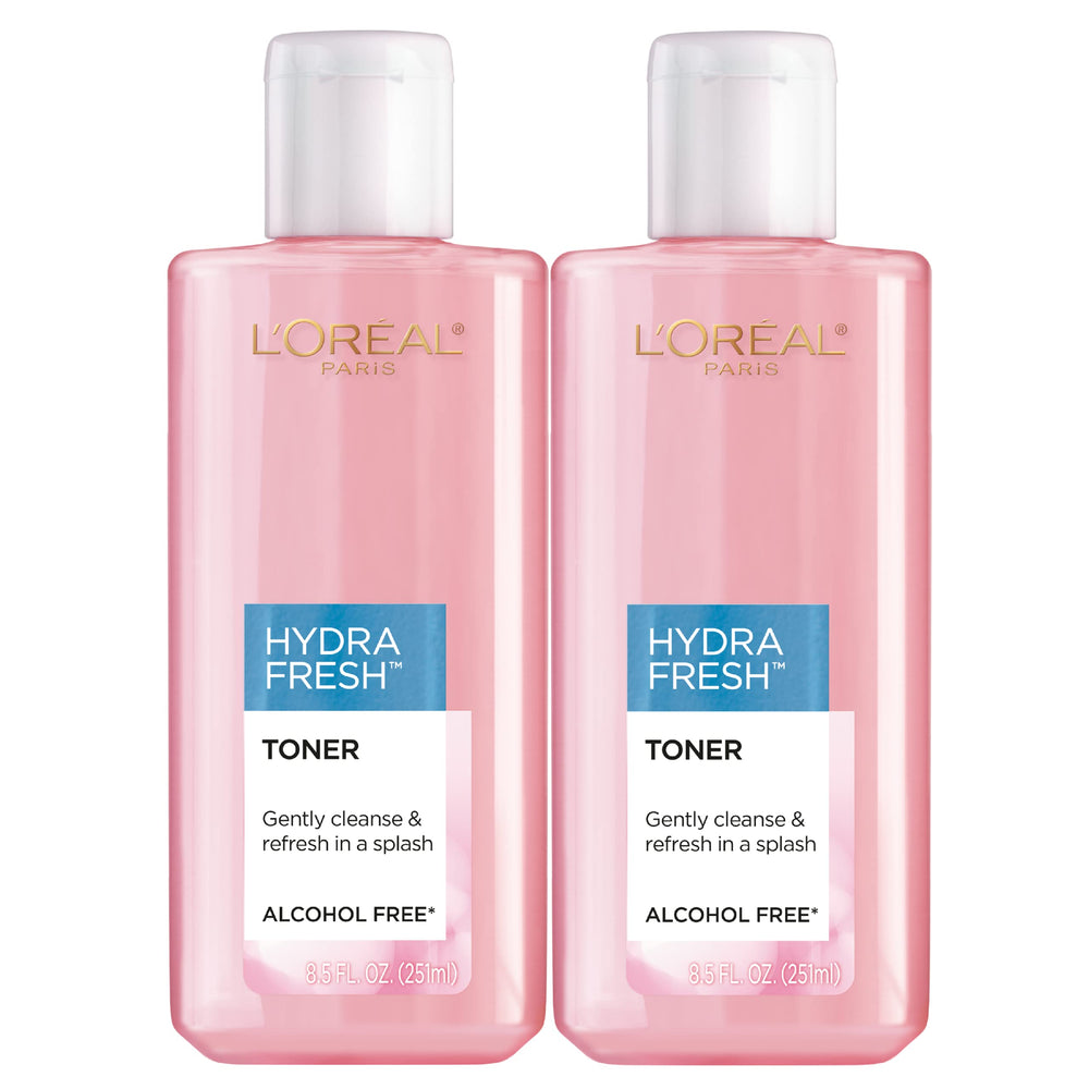 L’Oréal Paris HydraFresh Tónico: botella inclinada para sensación refrescante.