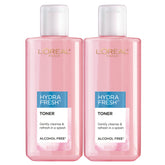 L’Oréal Paris HydraFresh Tónico: botella inclinada para sensación refrescante.