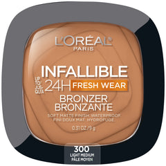 L'Oreal Paris Infallible Bronceador: aplicación facial para un brillo natural y duradero.