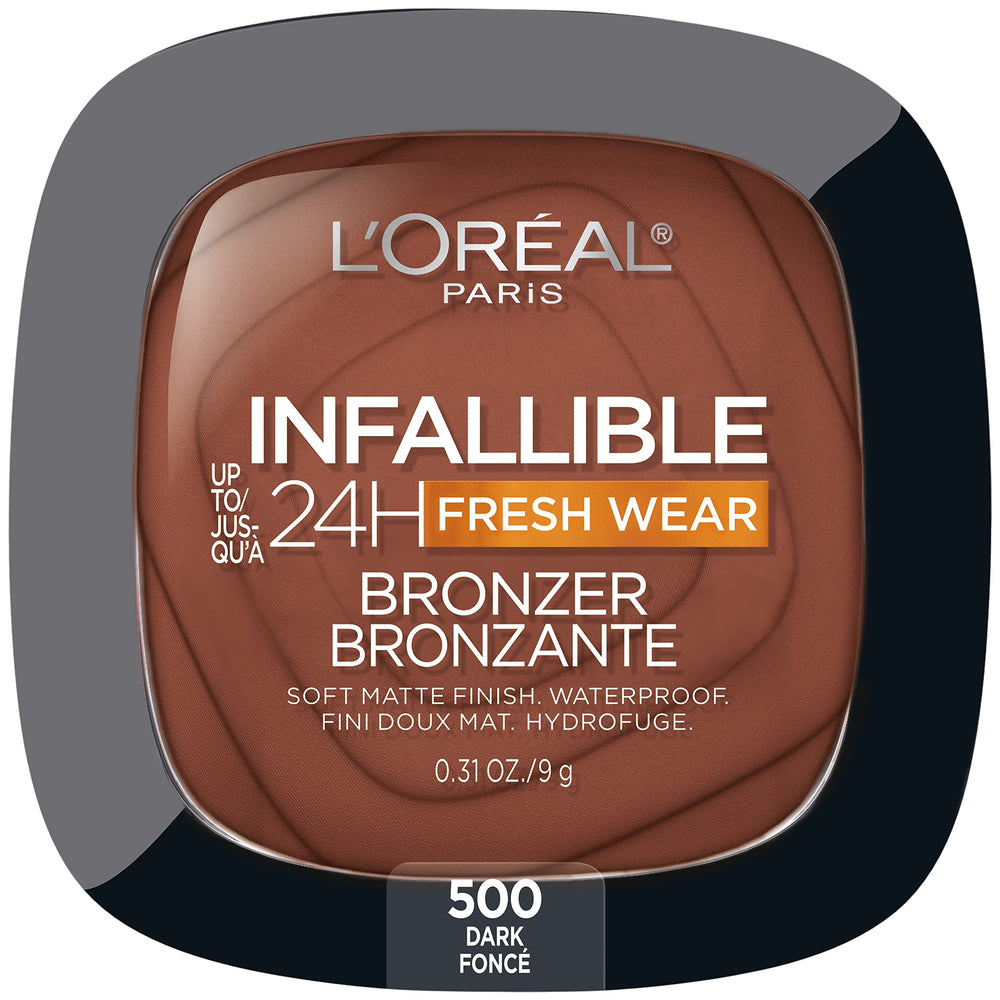 L'Oreal Paris Infallible bronceador, textura polvo mate, cobertura duradera para 24 horas.