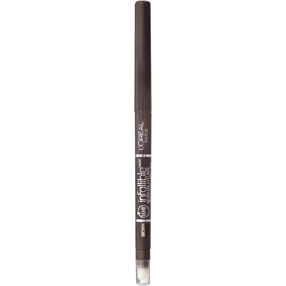 Delineador mecánico Infallible de L'Oreal Paris con afilador integrado para trazos precisos.