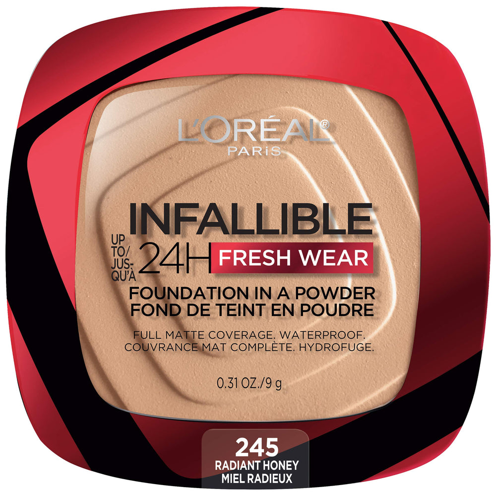 L'Oréal Paris Infallible Fresh Wear: fundación en polvo con empaque compacto para retoques.