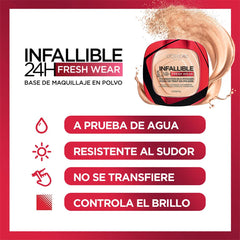 L'Oréal Paris Infallible Fresh Wear Polvo: acabado-mate, tono uniforme sin grasa