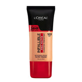 L'Oreal Paris Infallible Pro-Matte Foundation bottle shows demi-matte longwear finish.