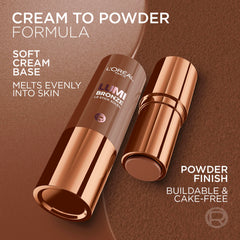 L'Oréal Paris Lumi Bronze Le Stick Soleil acabado-satinado suave al tacto en mejillas y rostro.
