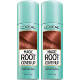 L'Oreal Paris Magic Root Cover Up spray applied to roots for fast gray coverage.