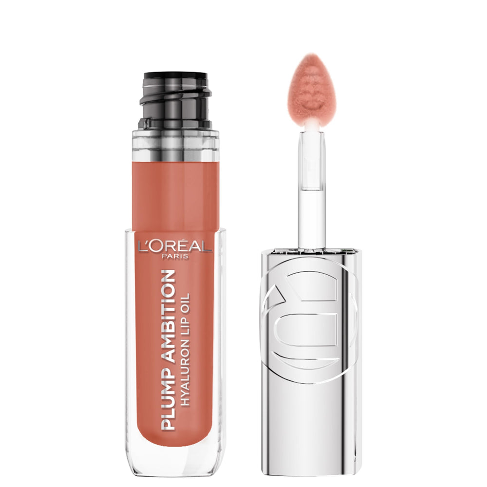 L'Oréal Paris Plump Ambition Aceite Labial Latte Glace 641, envase compacto para uso diario.