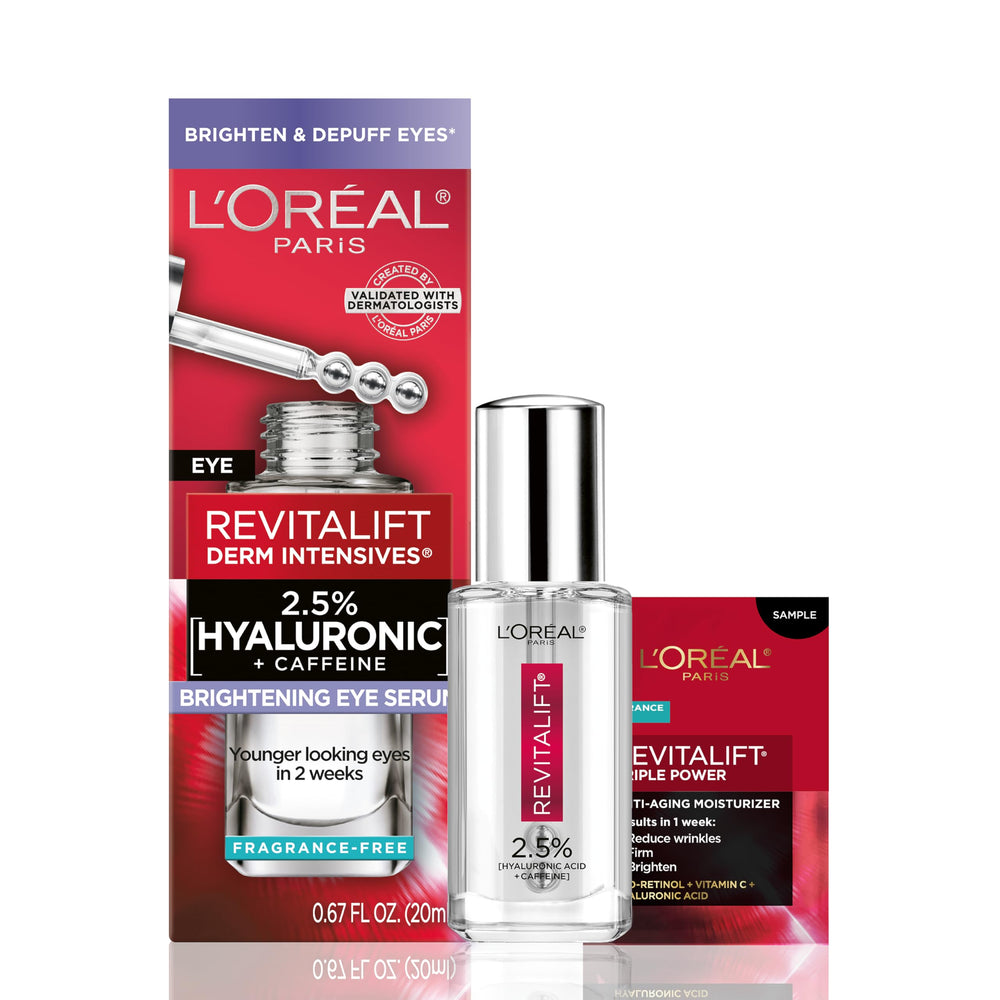 L'Oreal Paris Revitalift eye serum triple roller provides cooling depuffing massage