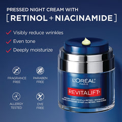 Doser-jar detail of Revitalift pressed night cream by L'Oreal Paris