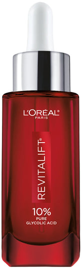 L'Oreal Paris Revitalift serum en botella: cuidado nocturno para tono más uniforme.
