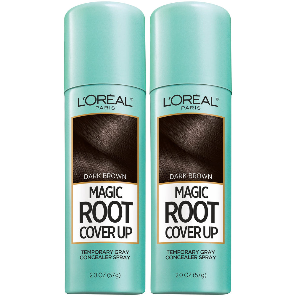 L'Oreal Paris Root Cover Up Dark Brown 2oz pack of 2 conceals gray roots instantly.