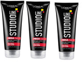 L'Oreal Paris Studio Line Mega Hair Gel packaging shows strong hold for daily styling.