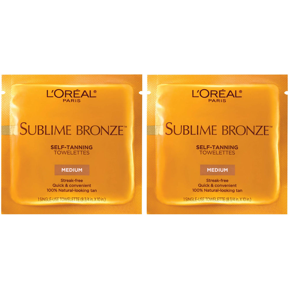 L'Oreal Paris Sublime Bronze toallitas autobronceadoras, empaque compacto para retoques rápidos