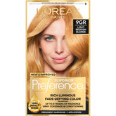L'Oreal Paris Superior Preference 9GR color gel for a vivid, fade-defying blonde.
