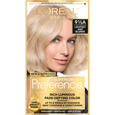 L'Oreal Paris Superior Preference bottle with ash blonde color swatch for radiant fade-defying shine.