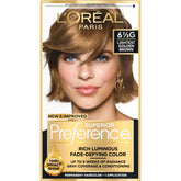 L'Oreal Paris Superior Preference box shows 6.5G light golden brown shade.