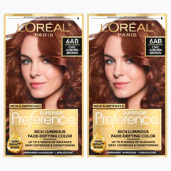 L'Oreal Paris Superior Preference Chic Auburn Brown 6AB color gel for precise coverage